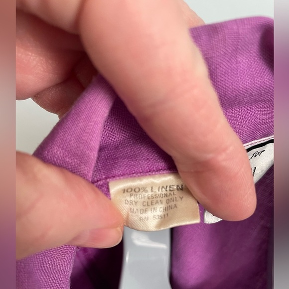 Kenar VTG 100% linen Purple 1/2 Button-Up Shirt - Picture 4 of 7